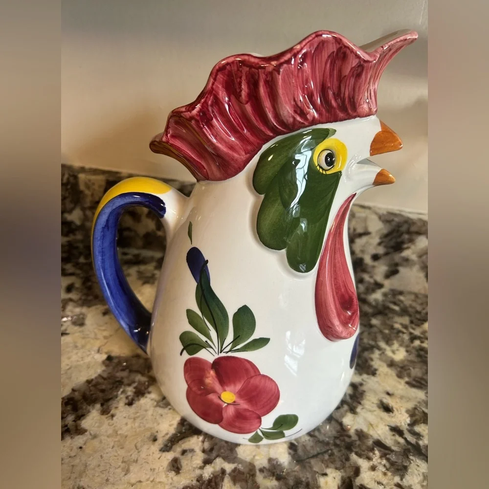 VINTAGE‎ Rooster Vase Cookie Jar Hand painted Ceramic farmhouse